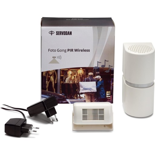 Servodan Foto Gong Pir Dørklokke Trådløs Sensor Hvid